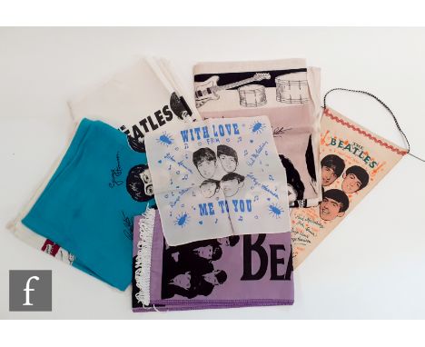 A collection of Beatles memorabilia, to include a 1964 'With Love from The Beatles', square handkerchief, 20cm x 20cm, a 1960