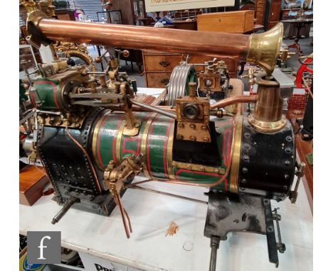 A traction engine boiler, incomplete, with makers plate for WS Richards, Mawgan, Helston, in red and green livery, lacking fl