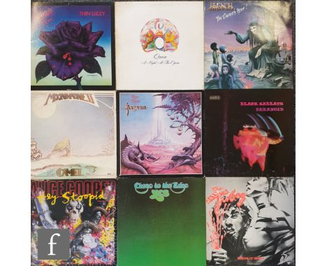 A collection of rock LPs, artists to include Sex Pistols, Judas Priest, Cream, Scorpions, Hawkwind, Yes, Rolling Stones, Quee