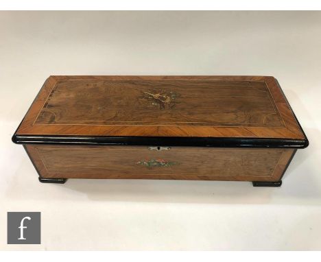 A musical box playing twelve airs, serial No 9289, with original tune card, 27cm cylinder, and zither attachment, in crossban