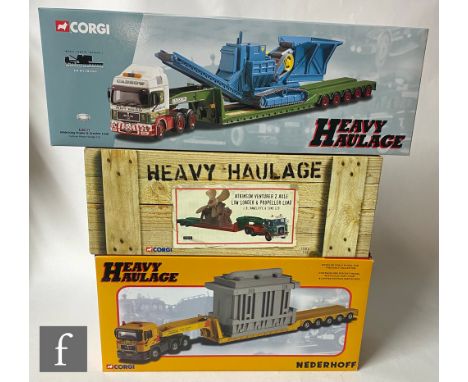 Three Corgi Heavy Haulage 1:50 scale diecast models, comprising CC12513 J. B. Rawcliffe &amp; Sons LTD Atkinson Venturer 2 Ax