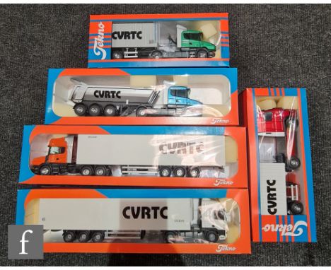 Five Tekno 1:50 scale road transport models, comprising CVRTC 2002 Scania Torpedo with box trailer, limited edition 55 of 100