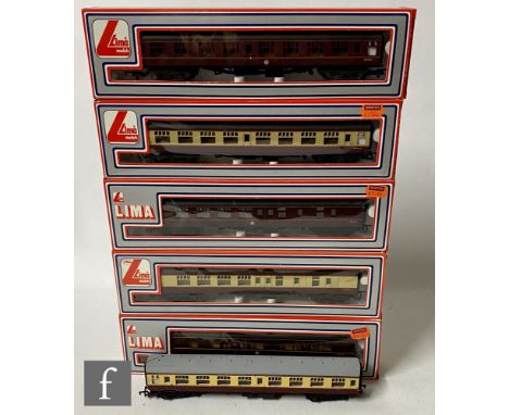 Five OO gauge Lima passenger coaches, to include BR Mk1 corridor coaches etc, all boxed, together with an unboxed Mainline co