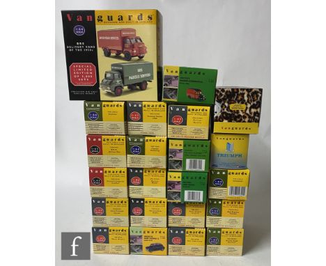 Twenty two Corgi and Lledo Vanguards diecast models, mostly 1:43 scale cards but also includes 1:64 scale vehicles, all boxed