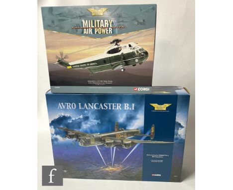 Two Corgi Aviation Archive 1:72 scale diecast models, AA32601 Avro Lancaster BI R5868/'PO-S 467 Squadron, and AA33403 Militar
