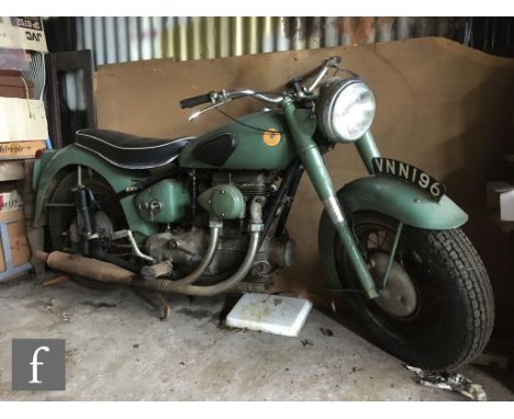 A 1956 Sunbeam 500cc motorcycle, model S7 reg no VNN196, mileage showing only 5036, engine No ES8/1326, Vin No FS7/7859, gree