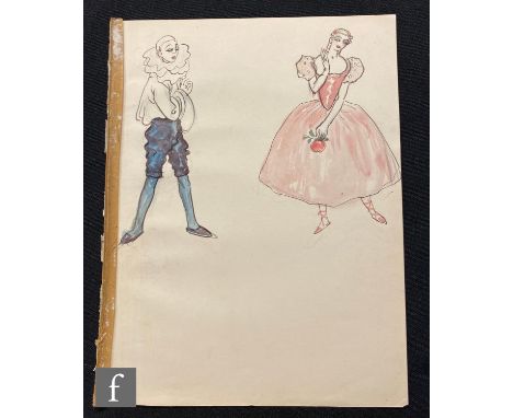 ALBERT WAINWRIGHT (1898-1943) - A sketch depicting a male and female in costume for a performance, pen, ink and wash, 1930s, 