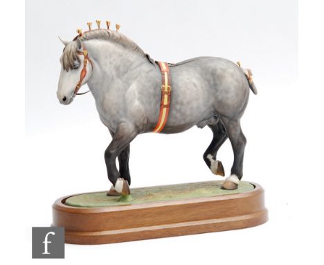 A boxed limited edition Royal Worcester equestrian study modelled by Doris Lindner entitled Percheron Stallion, numbered 495 