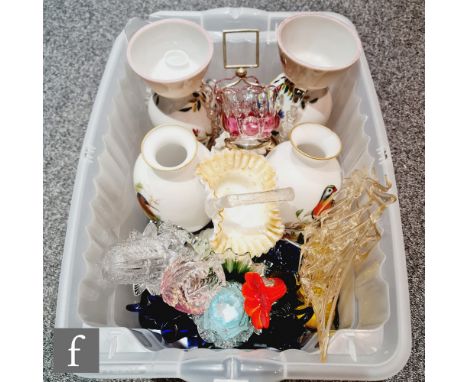 A collection of 19th and 20th Century continental and British decorative glass ware to include a pair of 19th Century vases w