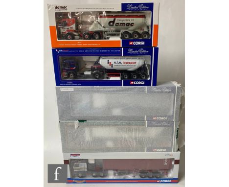 Five Corgi 1:50 scale diecast models, comprising 76101 Damac Transporters Renault Premium Powder Tanker, CC12430 NT Whitfield