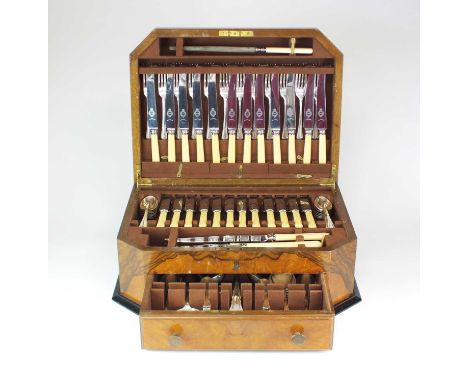 An Art Deco cased canteen of silver plated cutlery, by Alexander Clark Company Ltd, comprising; twelve table knives, side kni