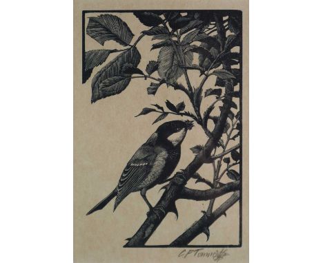 Charles Frederick Tunnicliffe OBE RA (1901-1979) Oxeye in the Rosebush, 1937, signed in pencil bottom right, wood engraving f
