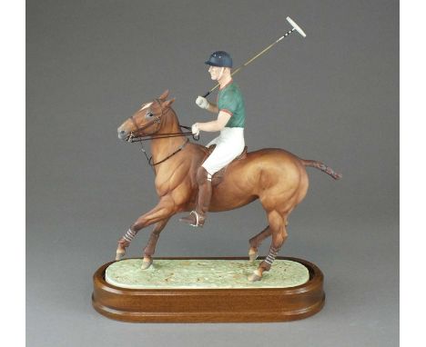 A Royal Worcester model of 'H.R.H The Duke of Edinburgh on his Polo Pony'designed by Doris Lindner, a limited of 750, on an o