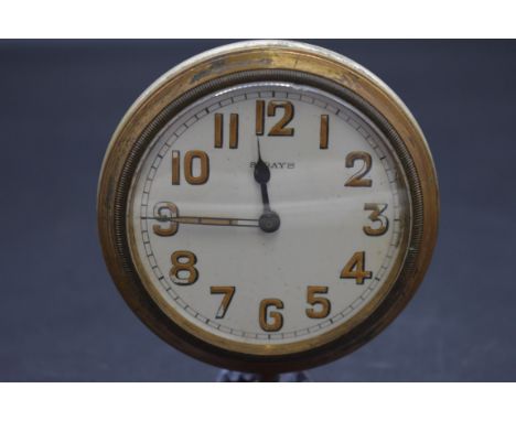 Automobilia: a vintage nickel plated eight day car dashboard clock, 69mm diameter. 
