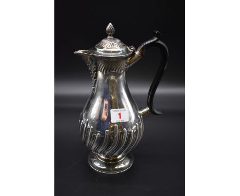 A Victorian silver hot water jug, by&nbsp;William Hutton &amp; Sons Ltd, London 1895, 26cm, 579g all in. 