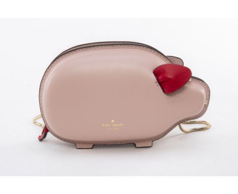 A KATE SPADE 'PORTIA PIG' LEATHER CROSSBODY BAG
Light pink calfskin and nappa pig crossbody bag, with contrasting red ears an
