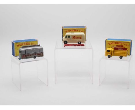A group of MATCHBOX Regular Wheels, comprising a '65b'Commer Rentaset van (accessories still on plastic sprue, black plastic 