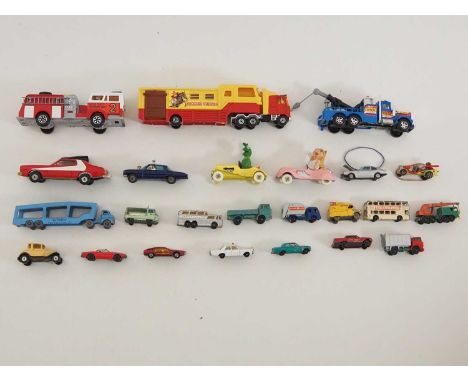 A group of playworn cars and lorries by MATCHBOX, CORGI and others - F/G unboxed (24)