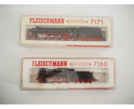 A pair of FLEISCHMANN N gauge steam locomotives in DB livery comprising 7171 and 7160 - G/VG in G boxes (2)