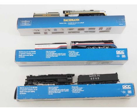 A group of BACHMANN HO gauge American outline large steam locomotives in various liveries (two noted as DCC fitted) - VG in G