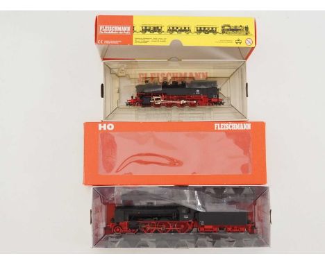 A pair of FLEISCHMANN HO gauge German outline steam locos comprising classes BR17 and BR86 in DR and DB black liveries - VG i