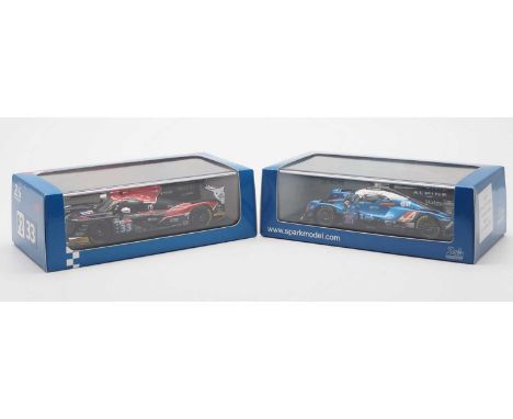 A pair of 1:43 scale hand built resin models by SPARK (MINIMAX), comprising of a 'S5821' 2017 Alpine A470 Gibson (Le Mans) an