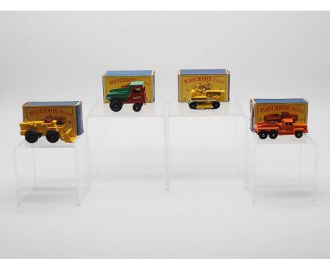 A group of MATCHBOX Regular Wheels, comprising a '2c' Muir Hill Dumper Truck lang, an '8c'Caterpillar Tractor, a '15b' Rotino