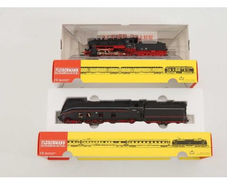 A pair of FLEISCHMANN HO gauge German outline steam locomotives comprising a 4158 class BR56 and a 4171 streamlined class BR0