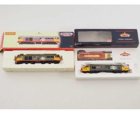 A pair of OO gauge diesel locomotives comprising a HORNBY class 31 and a BACHMANN class 37 both DCC sound fitted, in Railfrei