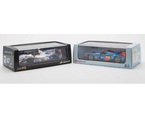 A pair of 1:43 scale hand built resin models by SPARK (MINIMAX), comprising of a 'S3763' 2013 Morgan-Nissan KCMG (Le Mans) an