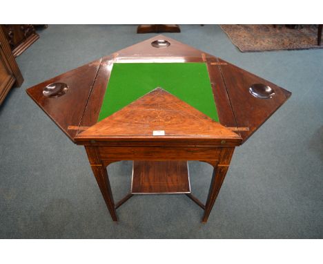 Inlaid Georgian Card Table with Walnut Veneer 