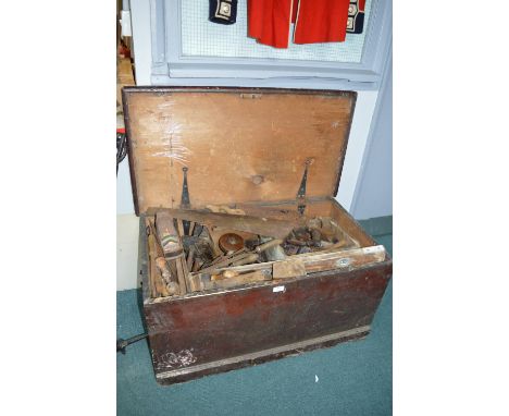 Victorian Blanket Box Containing Wooden Joiners Tools, etc.