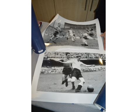 Two Signed Football Photo Posters of Alex Young of Everton, and Tom Finney Playing for England 1950