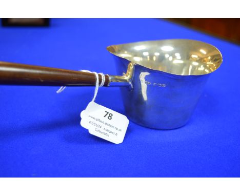 Hallmarked Sterling Silver Ladle with Wooden Handle - Sheffield 1962, ~98g total 