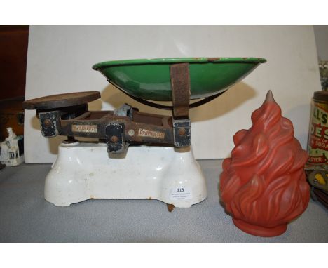 Enamel Scales and a Brass Flame Lamp Shade