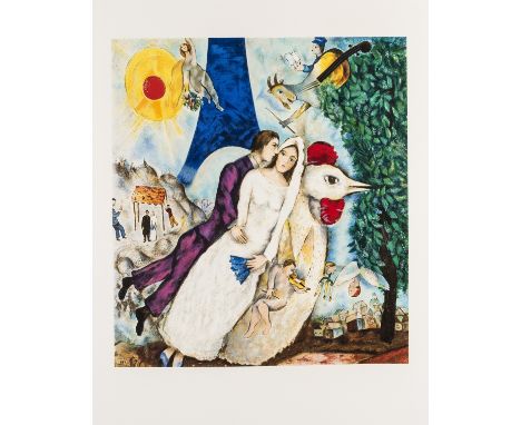 δ Marc Chagall (1887-1985) (after)Lovers by the Eiffel TowerLithograph printed in colours, 1994, a proof aside from the editi