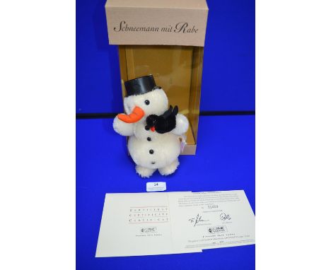 Steiff Snowman with Raven (height 18cm) 