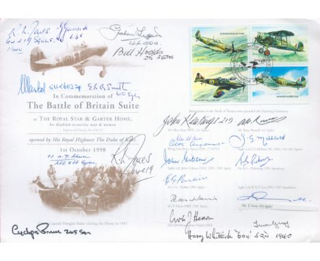 Battle of Britain Signed 22 Battle of Britain Pilots, Crew. 1st Oct 1998 In Commemoration of the Battle of Britain Suite date