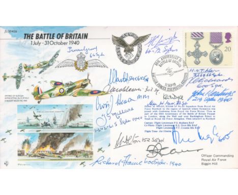 JS40/6c 50th Anniv. of the Battle of Britain14 Battle of Britain fighter pilots etc Personally signed by Co - Pilot who flew 