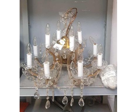 Vintage style glass &amp; metal chandelier light fitting