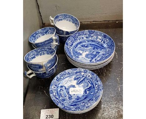 Collection of blue and white Copeland Spode