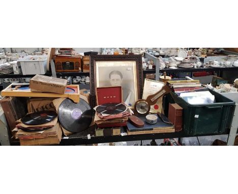 78 records, another collection of 33 records, a barometer, a vintage Bush radio etc