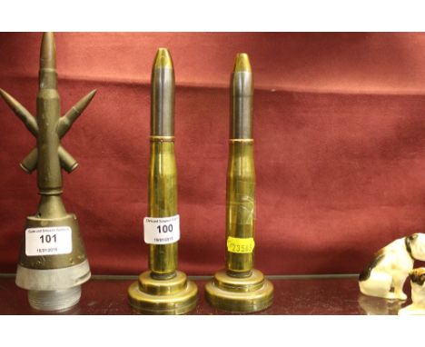 Two WW2 Trench Art 20mm cannon shells - one made into a lighter 