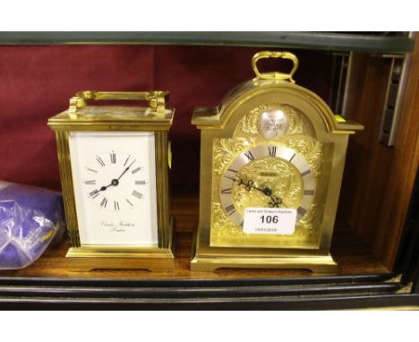 A Tempis Fughit brass cased mantel clock; and a brass cased carriage clock by Charles Frodsham of London 