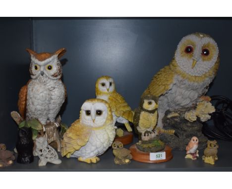 A selection of  owl figures and figurines including Nao and similar styles