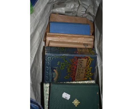 A collection of vintage books including the lamplighter and other novels.