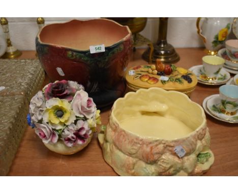 A selection of ceramics including large planter and Sylvac frog styled bowl