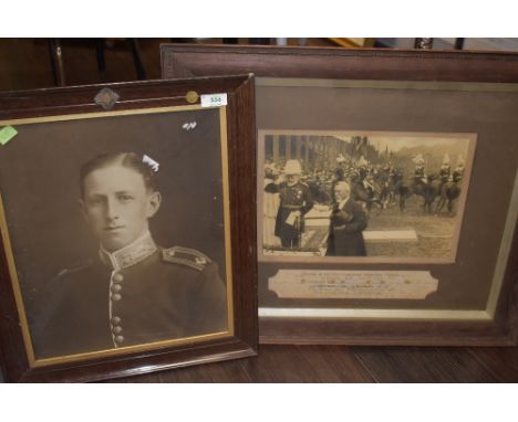 A photographic print of local military interest for the West Lancashire Territorial Forces dated 1909 and similar print of of