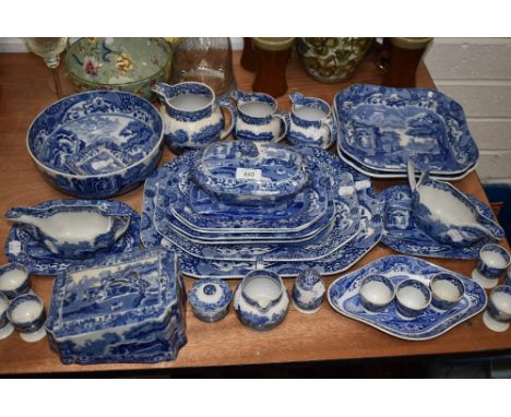 A selection of blue and white wear pottery by Copeland Spode most bearing blue back stamp