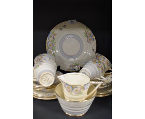 A part tea service in an Art Deco style By Pheonix ware in the Viola pattern